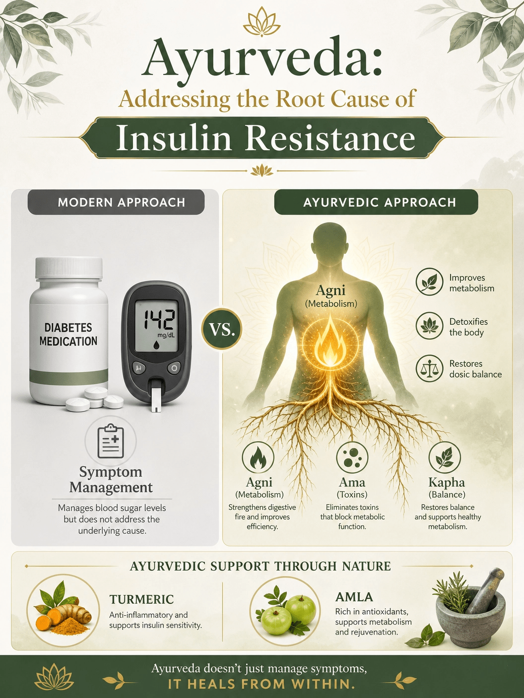 Ayurveda vs Modern Approach to Insulin Resistance Infographic